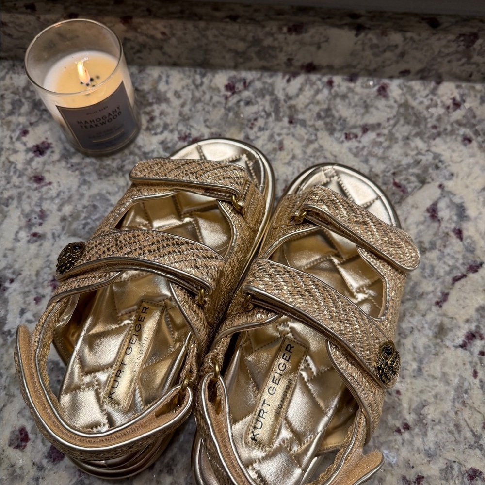 Kurt Geiger Metallic Gold Quilted Slide Sandals 38.5 - Picture 7 of 10